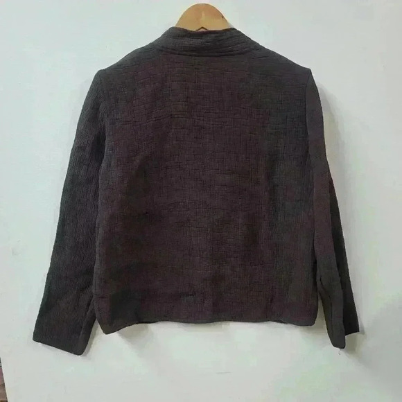Eileen Fisher system stretch crepe brown jacket rayon/silk sz small - Picture 2 of 7